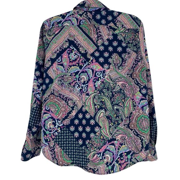 Lauren Ralph Lauren Size L Purple Multicolor Paisley Non Iron Button Up Shirt - Picture 2 of 10
